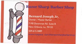 Bernard Joseph Jr., Razor Sharp Barber Shop